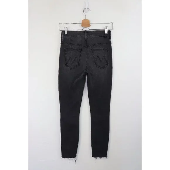 Mother High Waisted Looker Ankle Fray Skinny Jeans Lighting Up Lanterns Grey 24 - Picture 9 of 11